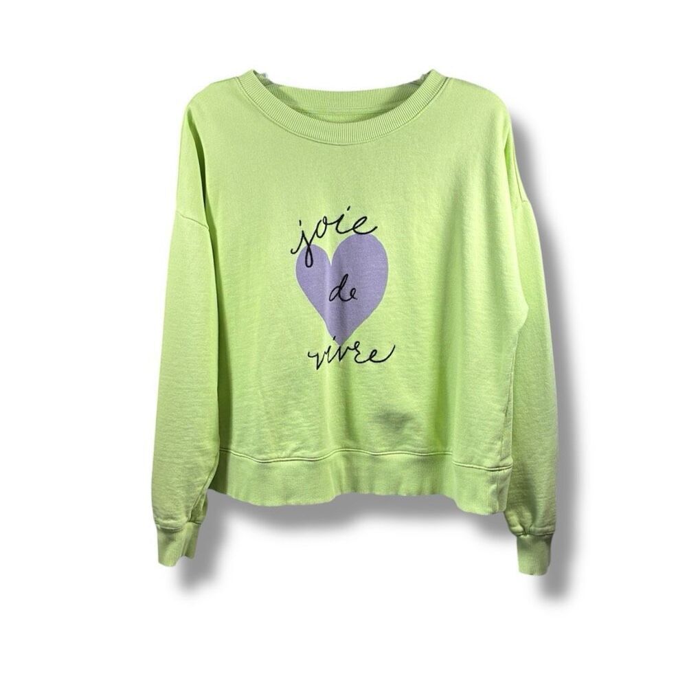 Maeve Anthropologie Joie De Vivre Crewneck Sweatshirt in Green Size S